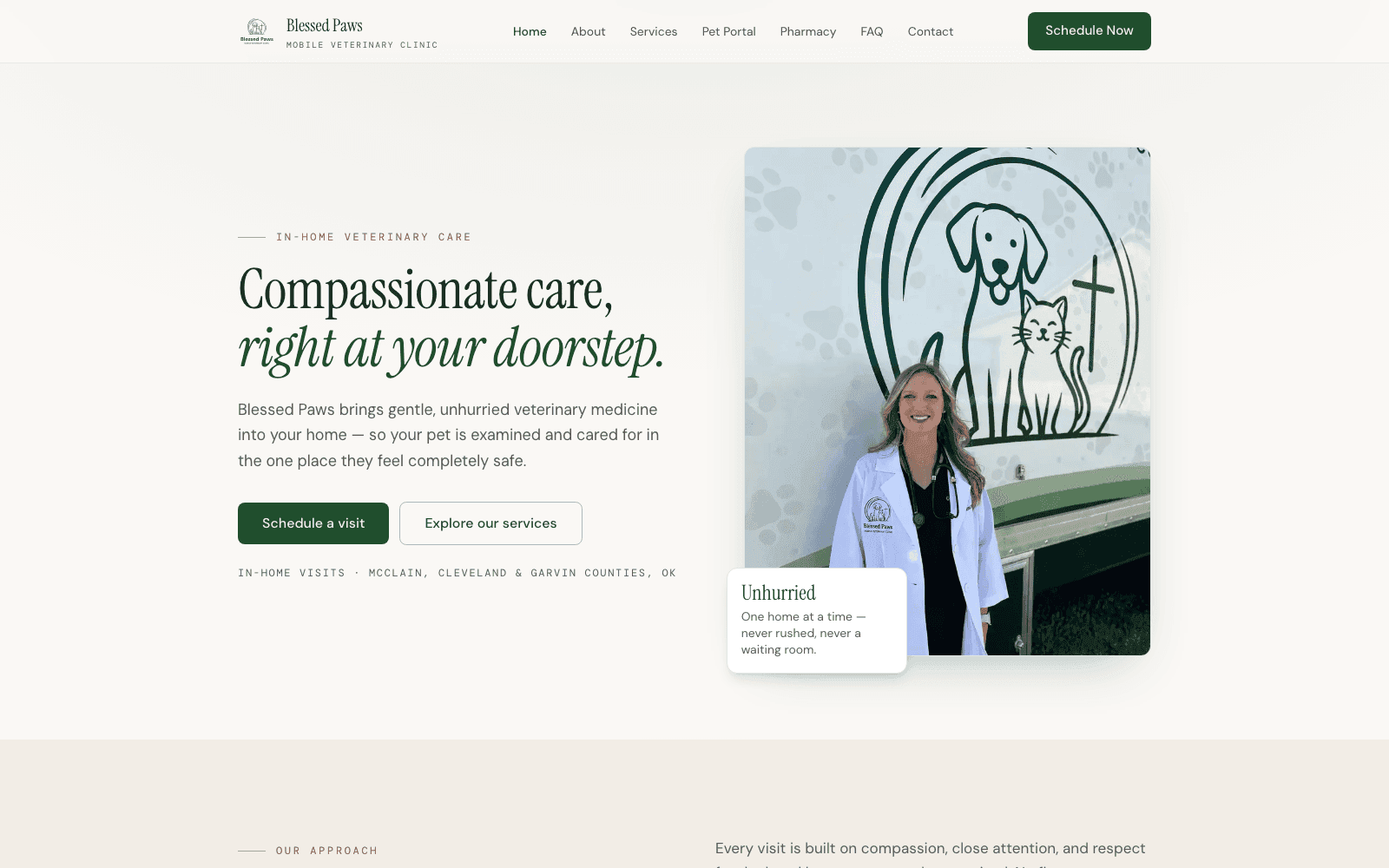 Blessed Paws — marketing site screenshot