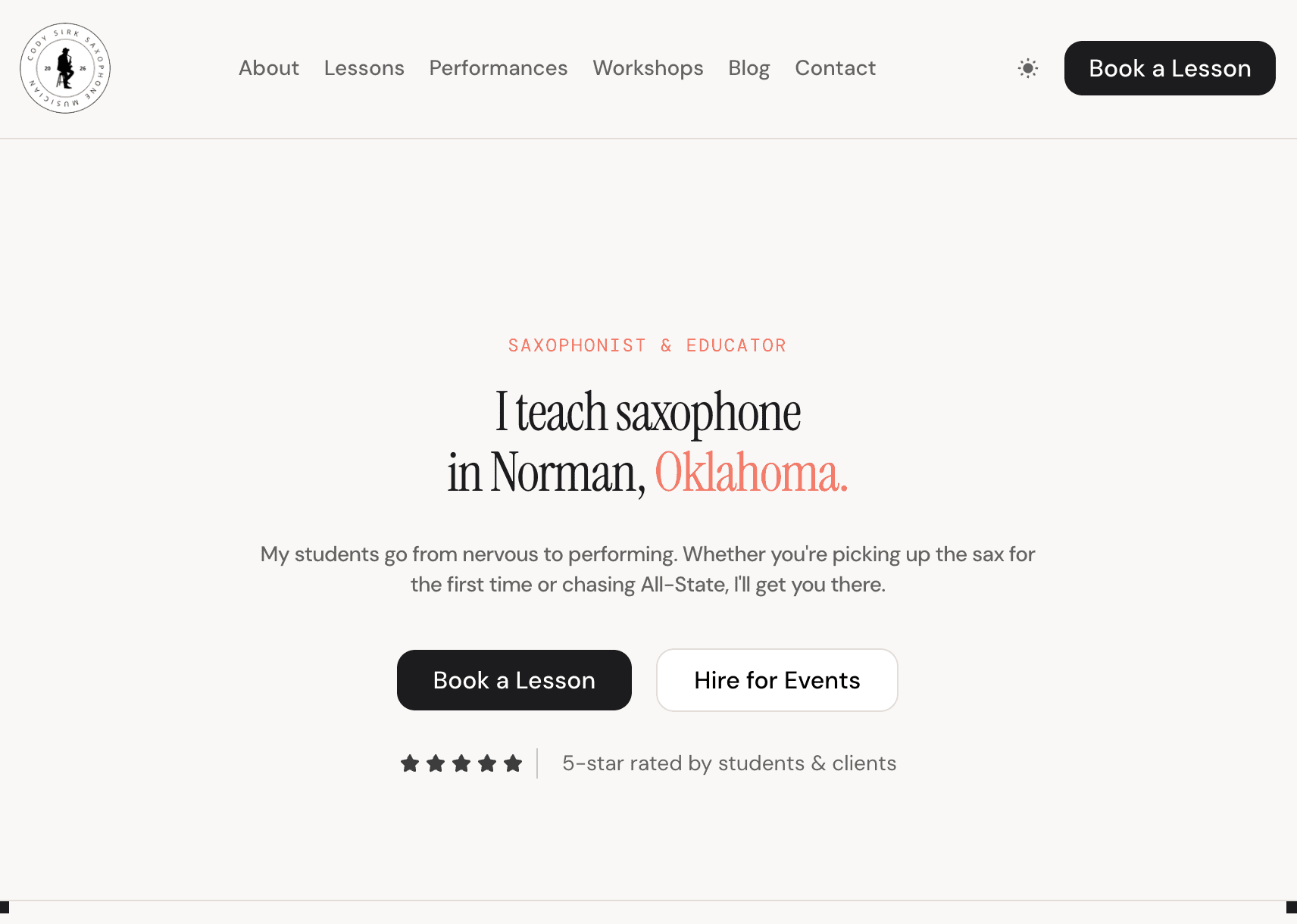Cody Sirk — marketing site screenshot